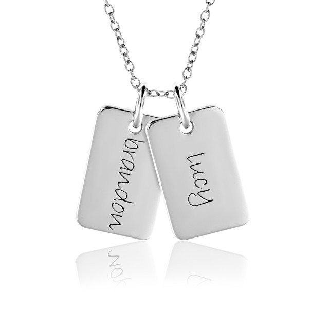 Two Mini Dog Tags Mommy Necklace Personalized Jewelry