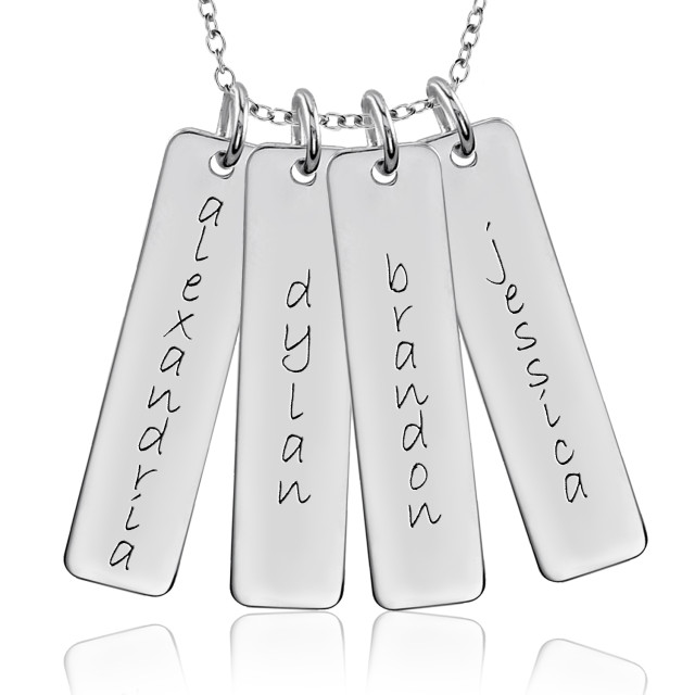 Four Tall Tags Mommy Necklace Personalized Jewelry