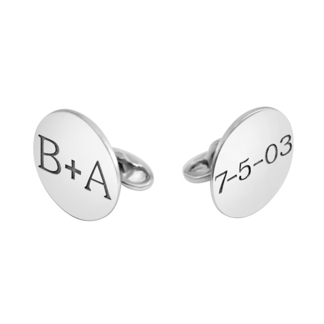 White POSH Disc Cufflinks Personalized Jewelry