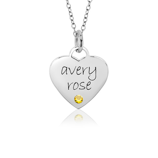 White Gold Sweetheart Birthstone Mommy Necklace Personalized Jewelry