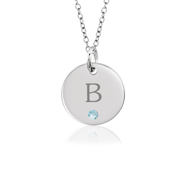 Tanner Initial Birthstone Disc Necklace Personalized Jewelry