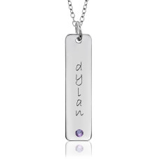 One Birthstone Tall Tag Mommy Necklace Personalized Jewelry