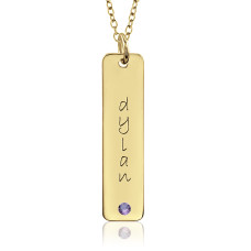 Vermeil Birthstone Tall Tag Mommy Necklace Personalized Jewelry