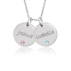 Two Mommy Birthstone Discs Necklace Personalized Jewelry
