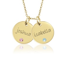 Two Vermeil Birthstone Discs Necklace Personalized Jewelry