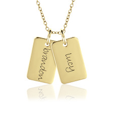 Two Vermeil Mini Dog Tags Mommy Necklace Personalized Jewelry