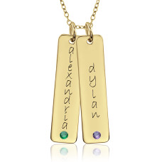 Two Vermeil Birthstone Tall Tags Mommy Necklace Personalized Jewelry