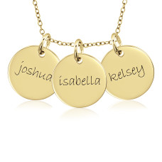 Three Vermeil Mommy Discs Necklace Personalized Jewelry
