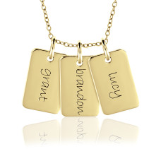 three mini dog tags with chain