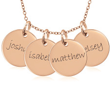 Four Rose Gold Discs Mommy Necklace Personalized Jewelry