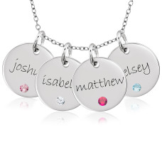 Four Mommy Disc Necklace Personalized Jewelry
