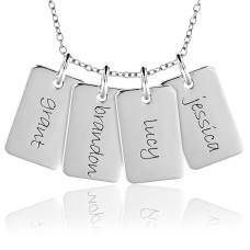 Four Gold Mini Dog Tags Mommy Necklace Personalized Jewelry