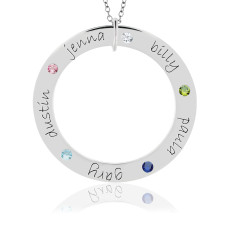 White Gold Five Name Forever Birthstone Loop Mommy Necklace Personalized Jewelry