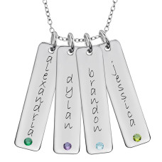 Four Gold Birthstone Tall Tags Mommy Necklace Mommy Jewelry Personalized Jewelry