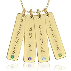 Four Vermeil Birthstone Tall Tags Necklace Personalized Jewelry