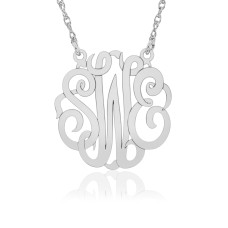 White POSH Script Monogram Necklace Personalized Jewelry