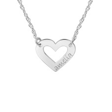 White tiny POSH Engravable Cut Out Heart Necklace Personalized Jewelry