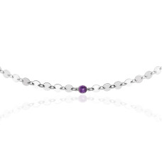 Sterling Silver Disc + Birthstone Choker 