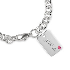 Mini Dog Tag Birthstone Bracelet