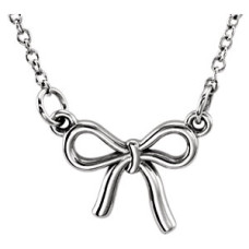White tiny POSH Knotted Bow Necklace
