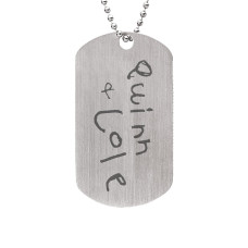 White Handwriting Daddy Dog Tag Personalized Jewelry