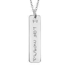 White Handwriting Tall Tag Mommy Necklace
