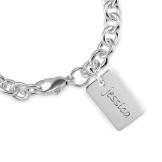 White Mini Dog Tag Mommy Bracelet Personalized Jewelry