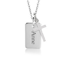 Mini Dog Tag + Cross Charm | POSH Mommy Jewelry