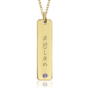 Vermeil Birthstone Tall Tag Mommy Necklace Personalized Jewelry