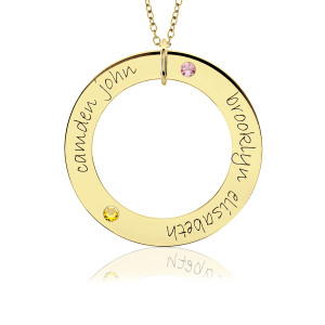 Two Names POSH Vermeil Birthstone Loop Mommy Necklace Personalized Jewelry