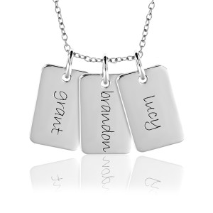 Three Gold Mini Dog Tags Mommy Necklace Personalized Jewelry