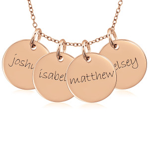 Four Rose Gold Discs Mommy Necklace Personalized Jewelry