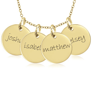 Four Vermeil Mommy Discs Necklace Personalized Jewelry