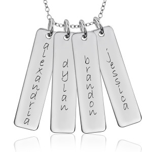 Four Gold Tall Tags Mommy Necklace Personalized Jewelry