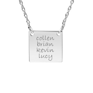 White tiny POSH Engravable Family Square Necklace Personalized Jewelry