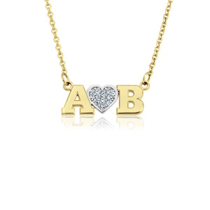 Yellow Diamond Initial LOVE Necklace Personalized Jewelry