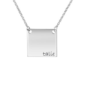 White tiny POSH Engravable Square Necklace Personalized Jewelry