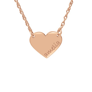 Rose tiny POSH Engravable Heart Necklace Personalized Jewelry