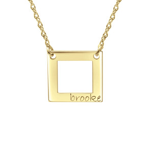 Yellow tiny POSH Engravable Cut Out Square Necklace Personalized Jewelry