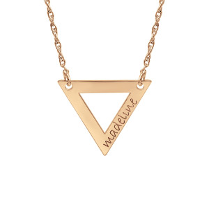 Rose tiny POSH Engravable Cut Out Triangle Necklace Personalized Jewelry