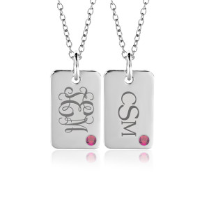 Birthstone Monogram Mini Dog Tag 