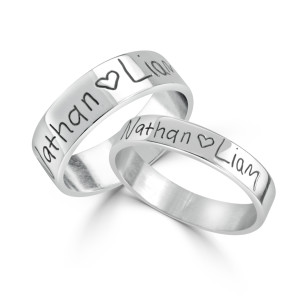 Mens and Womens MatchingHandwriting Rings