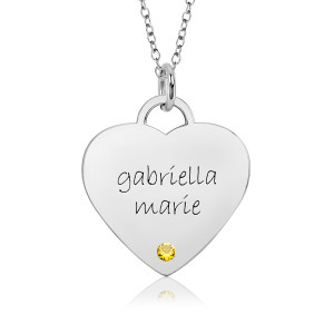 White Gold Eternal Heart Birthstone Mommy Necklace Personalized Jewelry