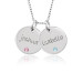 Two Mommy Birthstone Discs Necklace Personalized Jewelry