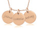 Three Rose Gold Discs Mommy Necklace Personalized Jewelry