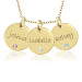 Three Vermeil Birthstone Disc Necklace Personalized Jewelry