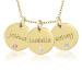 Three Vermeil Birthstone Disc Necklace Personalized Jewelry