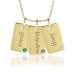 Three Vermeil Birthstone Mini Dog Tags Mommy Necklace Personalized Jewelry