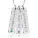 Three Birthstone Tall Tags Mommy necklace Personalized Jewelry