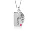 One Birthstone Mini Dog Tag Mommy Necklace Personalized Jewelry with Wing Charm